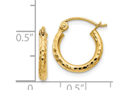 14k Diamond-cut Round Tube Hoop Earrings (Style TC235)