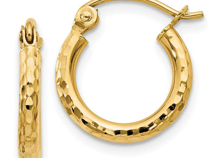14k Diamond-cut Round Tube Hoop Earrings (Style TC235)
