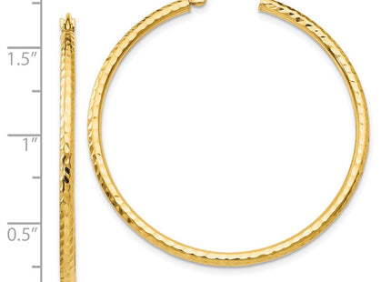 14k Diamond-cut Round Tube Hoop Earrings (Style TC236)