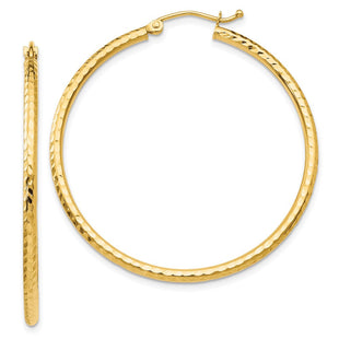 14k Diamond-cut Round Tube Hoop Earrings (Style TC236)