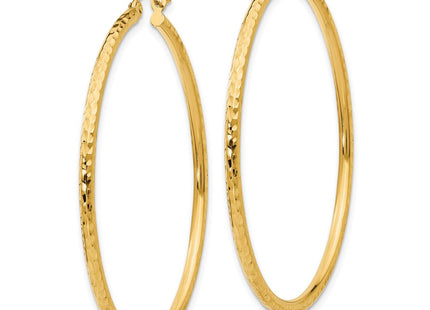 14k Diamond-cut Round Tube Hoop Earrings (Style TC237)