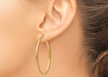 14k Diamond-cut Round Tube Hoop Earrings (Style TC237)