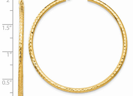14k Diamond-cut Round Tube Hoop Earrings (Style TC237)