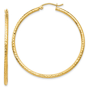 14k Diamond-cut Round Tube Hoop Earrings (Style TC237)