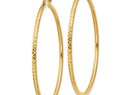 14k Diamond-cut Round Tube Hoop Earrings (Style TC238)