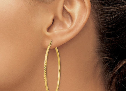 14k Diamond-cut Round Tube Hoop Earrings (Style TC238)