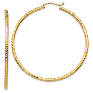 14k Diamond-cut Round Tube Hoop Earrings (Style TC238)