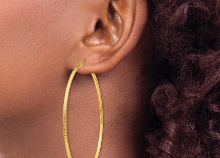 14k Diamond-cut Round Tube Hoop Earrings (Style TC240)