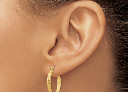 14k Satin and Diamond-cut Round Hoop Earrings (Style TC245)