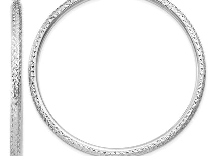 14k White Gold Diamond-cut Round Hoop Earrings (Style TC260)