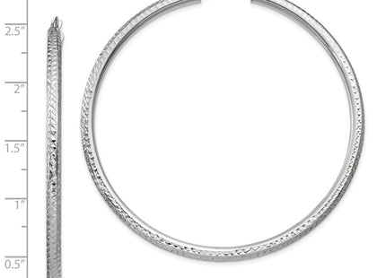 14k White Gold Diamond-cut Round Hoop Earrings (Style TC261)