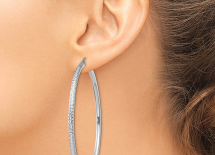 14k White Gold Diamond-cut Round Hoop Earrings (Style TC262)