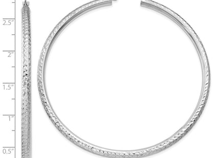 14k White Gold Diamond-cut Round Hoop Earrings (Style TC262)