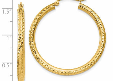 14k Diamond-cut Round Hoop Earrings (Style TC263)