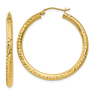 14k Diamond-cut Round Hoop Earrings (Style TC263)