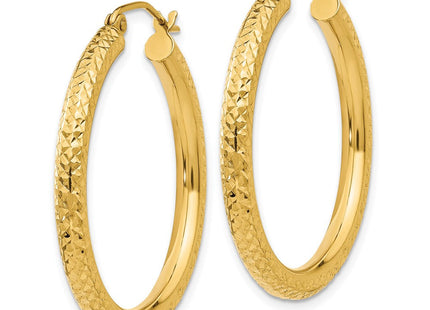 14k Diamond-cut Round Hoop Earrings (Style TC264)
