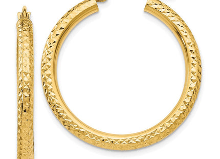 14k Diamond-cut Round Hoop Earrings (Style TC264)