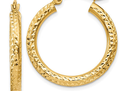 14k Diamond-cut Round Hoop Earrings (Style TC265)
