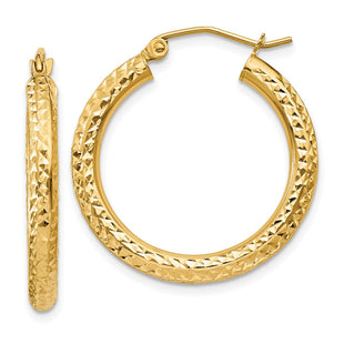 14k Diamond-cut Round Hoop Earrings (Style TC265)