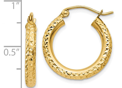 14k Diamond-cut Round Hoop Earrings (Style TC266)