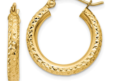 14k Diamond-cut Round Hoop Earrings (Style TC266)