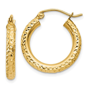 14k Diamond-cut Round Hoop Earrings (Style TC266)