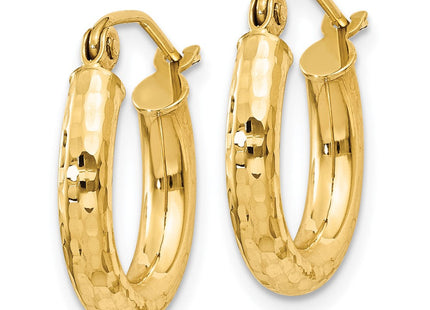 14k Diamond-cut Round Hoop Earrings (Style TC267)