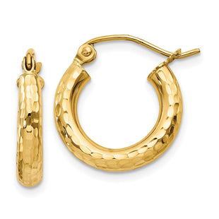 14k Diamond-cut Round Hoop Earrings (Style TC267)