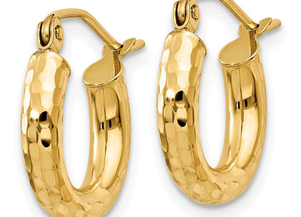 14k Diamond-cut Round Hoop Earrings (Style TC268)