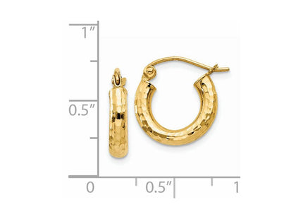 14k Diamond-cut Round Hoop Earrings (Style TC268)