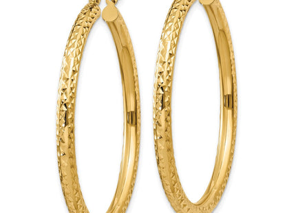 14k Diamond-cut Round Hoop Earrings (Style TC269)