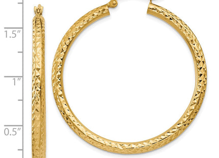 14k Diamond-cut Round Hoop Earrings (Style TC269)