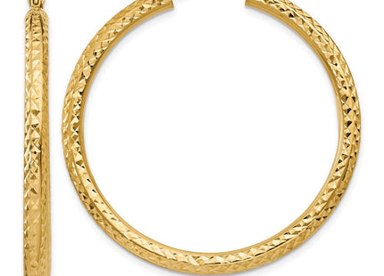 14k Diamond-cut Round Hoop Earrings (Style TC269)