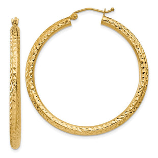 14k Diamond-cut Round Hoop Earrings (Style TC269)