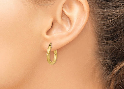 14k Satin and Diamond-cut Round Hoop Earrings (Style TC290)