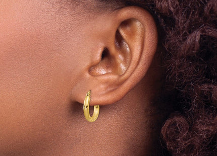 14k Satin and Diamond-cut Round Hoop Earrings (Style TC291)