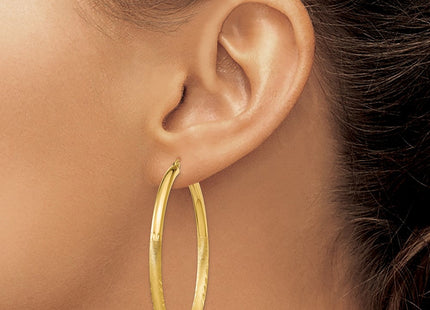 14k Satin and Diamond-cut Round Hoop Earrings (Style TC295)