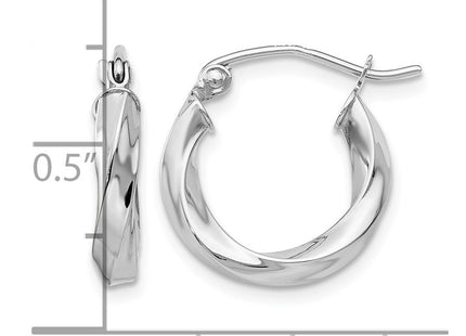 14K white gold hoop earrings, further view
