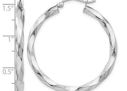 14K white gold hoop earrings, further view