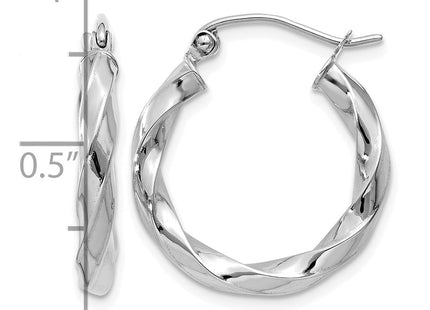 14K white gold hoop earrings, further view