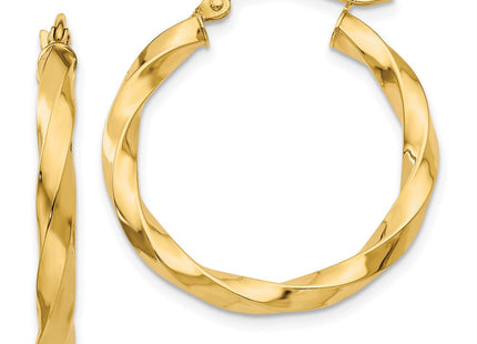 14k Polished Twisted Hoop Earrings (Style TC360)
