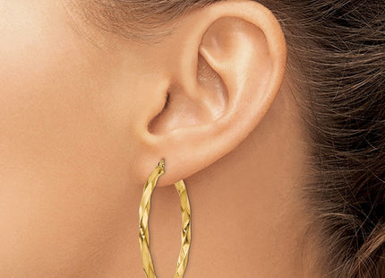 14k Polished Twisted Hoop Earrings (Style TC362)