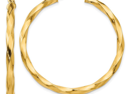 14k Polished Twisted Hoop Earrings (Style TC362)
