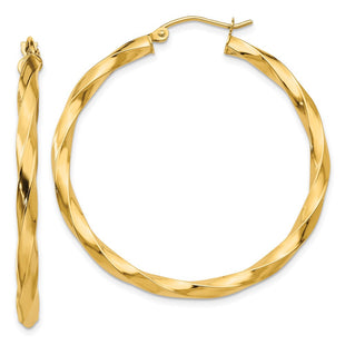 14k Polished Twisted Hoop Earrings (Style TC362)