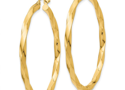 14k Polished Twisted Hoop Earrings (Style TC363)