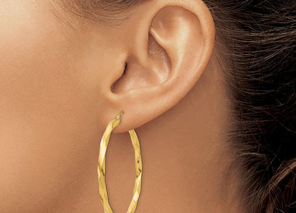 14k Polished Twisted Hoop Earrings (Style TC363)
