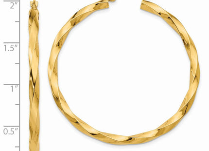 14k Polished Twisted Hoop Earrings (Style TC363)