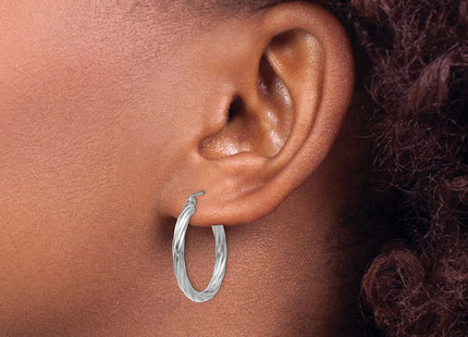 14K white gold hoop earrings, another view