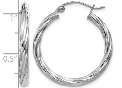 14K white gold hoop earrings, further view