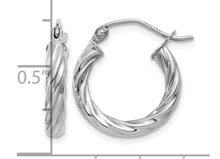 14K white gold hoop earrings, further view